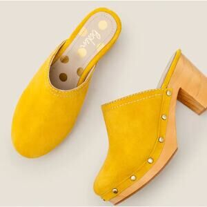 BODEN Claudette Clogs Suede Goldenrod Yellow Wooden Sz 40/US 10 $158